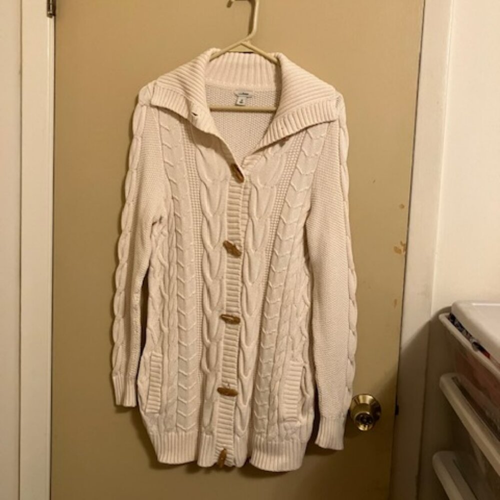 Vintage LL Bean Cream Cardigan Sweater